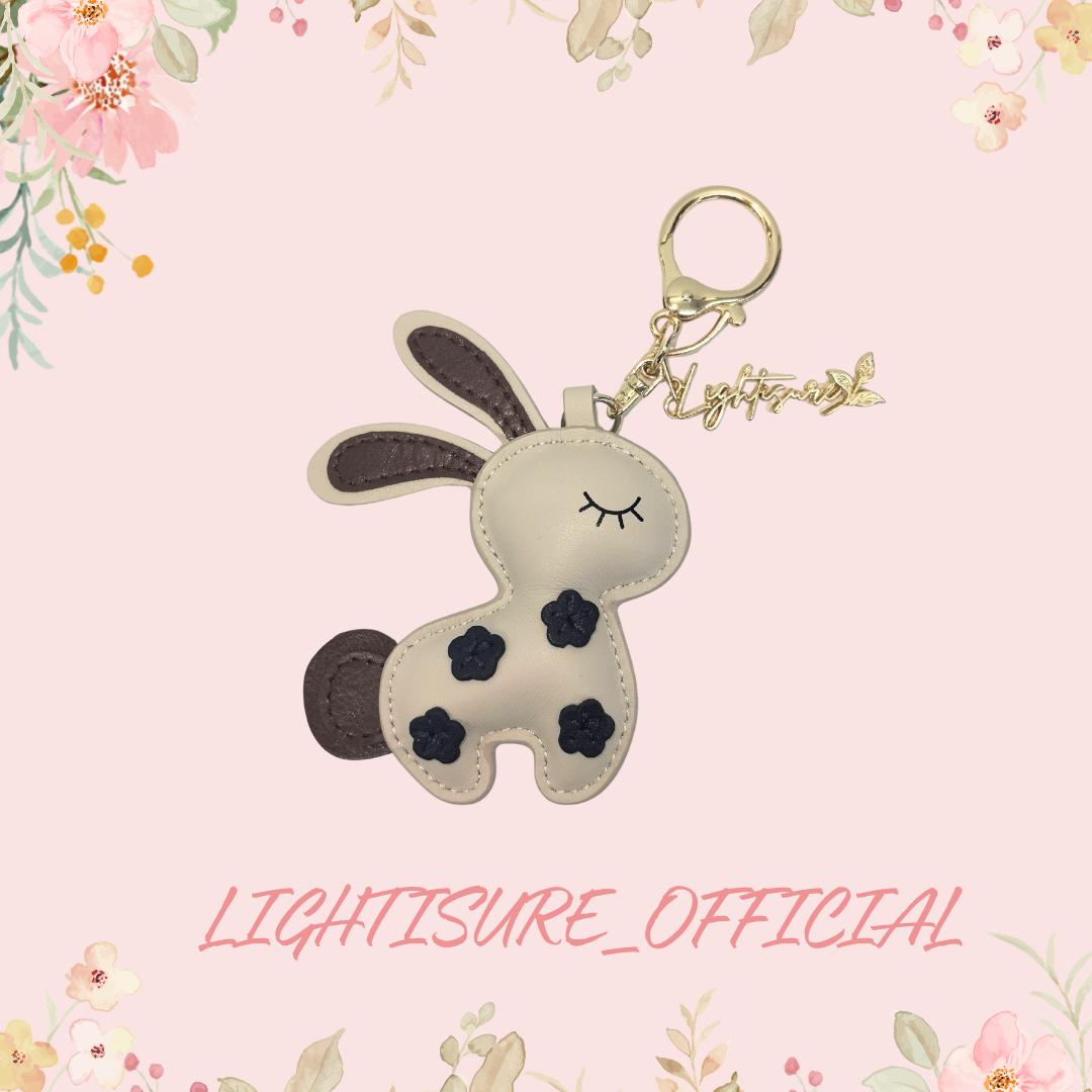 Cow White Leather Tiny Cute Cat Bag Charm